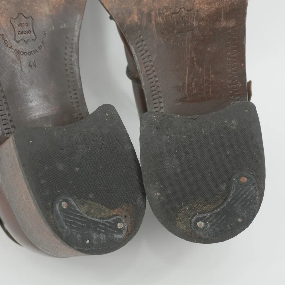 Aldo Leather Oxford Shoes Mens 44 Brown Made in Italy Studded Buckle Vintage